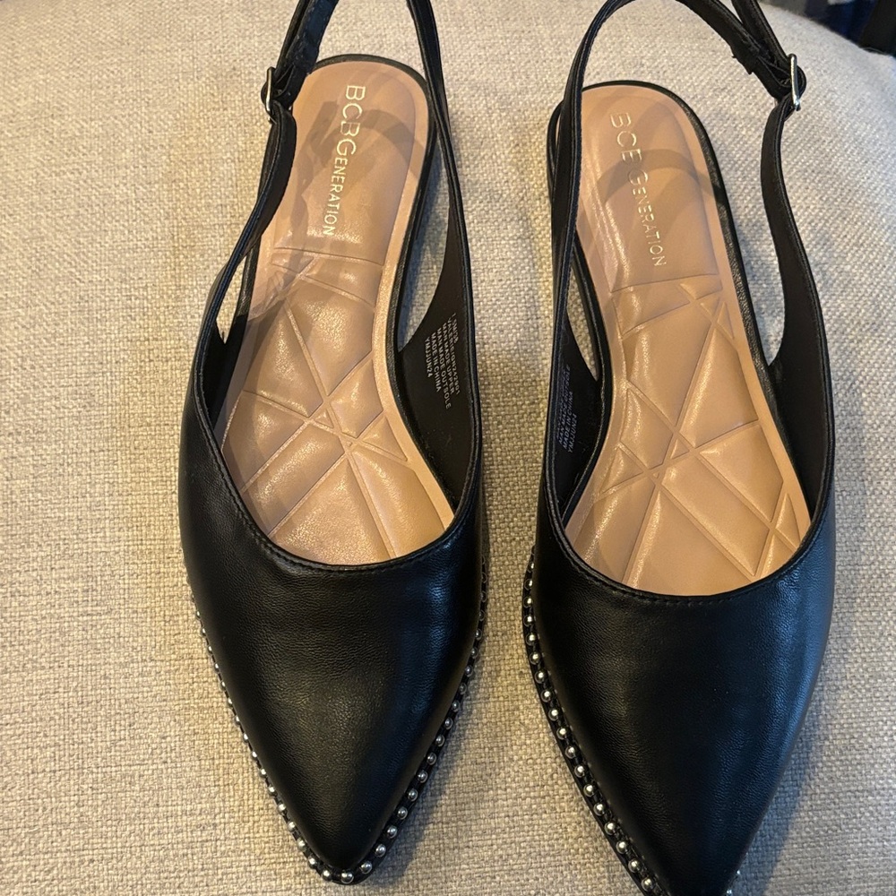 BCBGeneration Black Slingback Flats